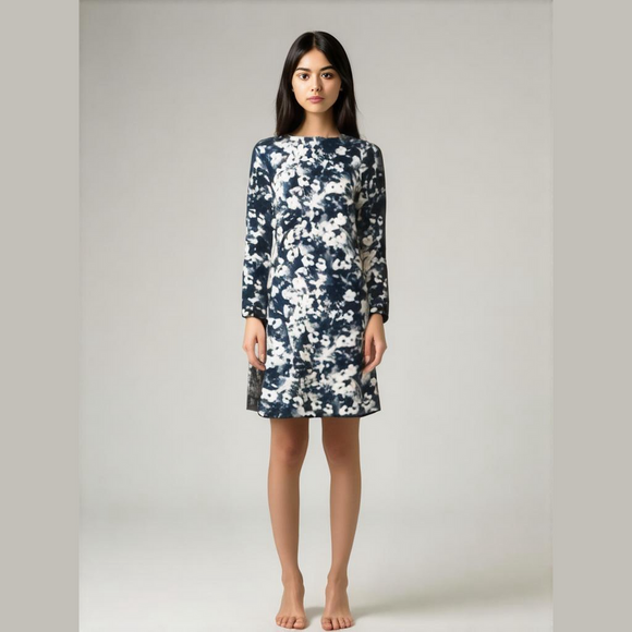 Zara Dresses & Skirts - ZARA WOMAN Blue White Floral IKAT print Dress M NEW